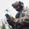 soldier using aerial drone